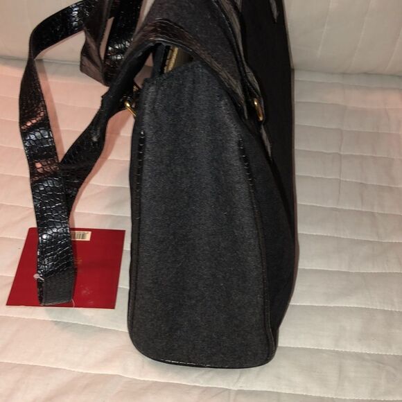 Elizabeth Arden Large Pebbled Faux Leather Suede Felt Laptop Bag Tote - Picture 4 of 13